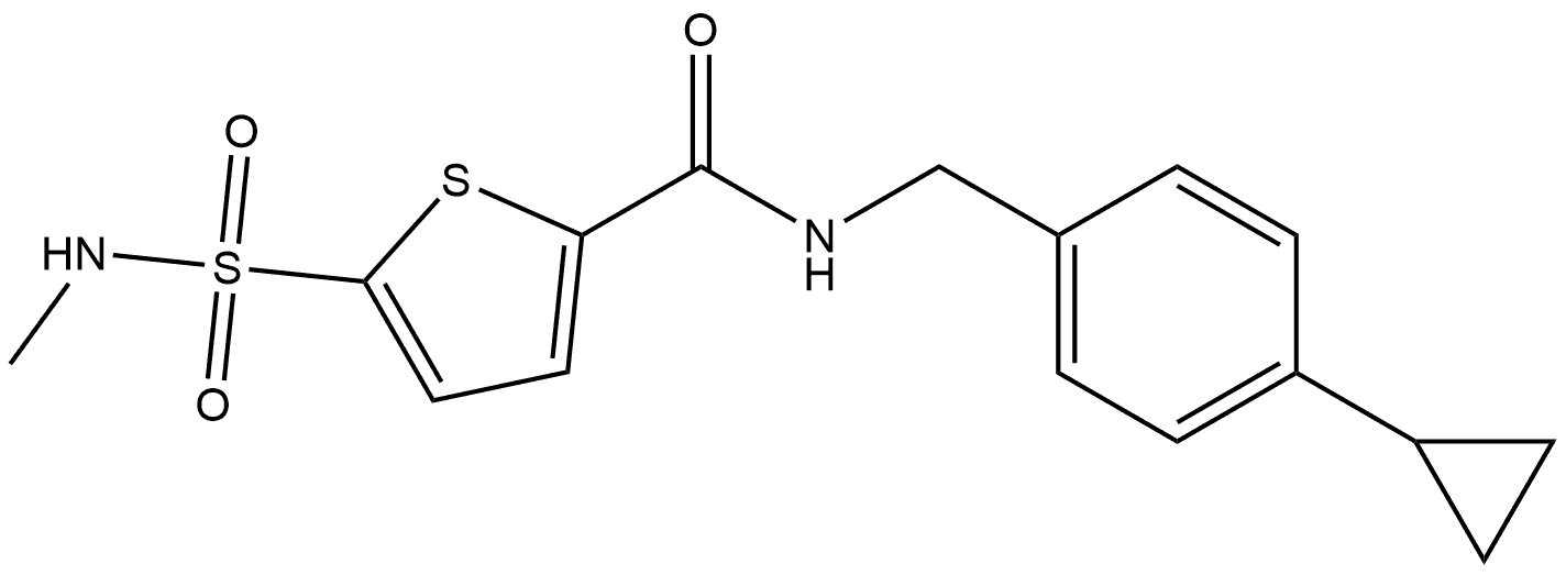 N-[(4-Cyclopropylphenyl)methyl]-5-[(methylamino)sulfonyl]-2-thiophenecarboxamide 结构式