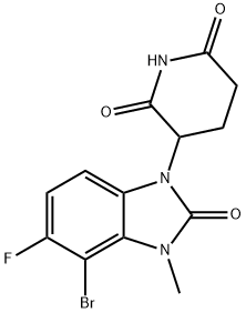 3-(4-溴-5-氟-3-甲基-2-氧代-2,3-二氢-1H-苯并[D]咪唑-1-基)哌啶-2,6-二酮 结构式