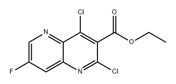 2,4-二氯-7-氟-1,5-萘啶-3-甲酸乙酯 结构式