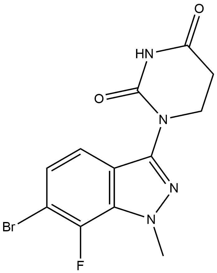 1-(6-溴-7-氟-1-甲基-1H-吲唑-3-基)-1,3-二嗪烷-2,4-二酮 结构式