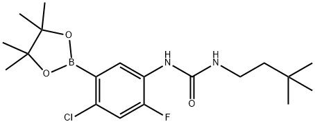 1-(4-氯-2-氟-5-(4,4,5,5-四甲基-1,3,2-二氧硼杂环戊烷-2-基)苯基)-3-(3,3-二甲基丁基)脲 结构式