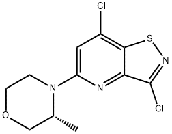 Isothiazolo[4,5-b]pyridine, 3,7-dichloro-5-[(3R)-3-methyl-4-morpholinyl]- 结构式