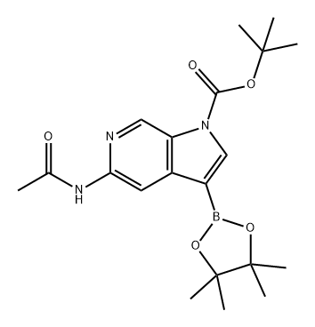 5-乙酰氨基-3-(4,4,5,5-四甲基-1,3,2-二氧硼杂环戊烷-2-基)-1H-吡咯并[2,3-C]吡啶-1-羧酸叔丁酯 结构式
