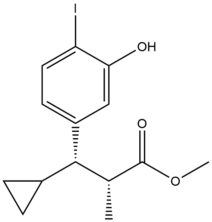 (2R,3S)-3-环丙基-3-(3-羟基-4-碘苯基)-2-甲基丙酸甲酯 结构式