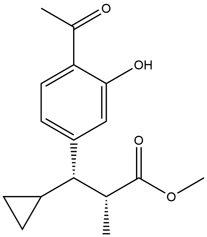 (2R,3S)-3-(4-乙酰基-3-羟基苯基)-3-环丙基-2-甲基丙酸甲酯 结构式