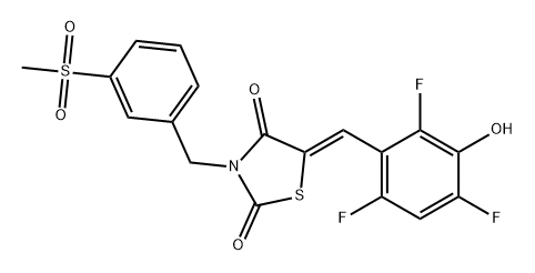 2,4-Thiazolidinedione, 3-[[3-(methylsulfonyl)phenyl]methyl]-5-[(2,4,6-trifluoro-3-hydroxyphenyl)methylene]-, (5Z)- 结构式