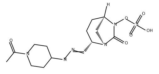 (2S,5R)-2-(N-(1-ACETYLPIPERIDIN-4-YL)CARBAMIMIDOYL)-7-OXO-1,6-DIAZABICYCLO[3.2.1]OCTAN-6-YL HYDROGEN 结构式