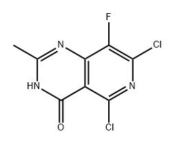 5,7-二氯-8-氟-2-甲基吡啶并[4,3-D]嘧啶-4(3H)-酮 结构式