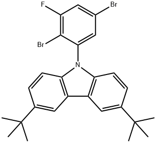 9-(2,5-二溴-3-氟苯基)-3,6-双(1,1-二甲基乙基)-9H-咔唑 结构式