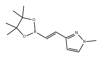 (E)-1-甲基-3-(2-(4,4,5,5-四甲基-1,3,2-二氧硼杂环戊烷-2-基)乙烯基)-1H-吡唑 结构式