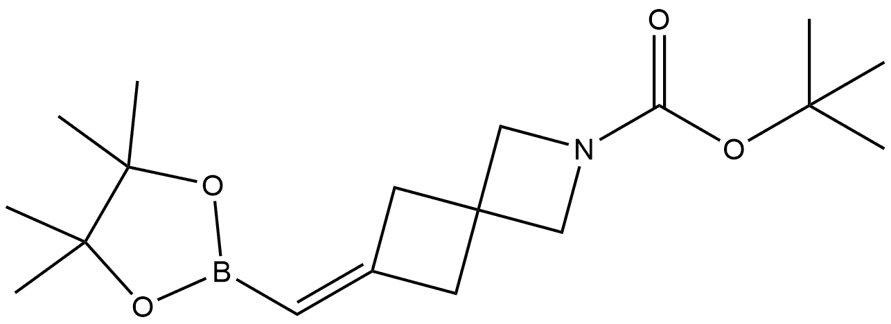 6-((4,4,5,5-四甲基-1,3,2-二氧硼杂环戊烷-2-基)亚甲基)-2-氮杂螺[3.3]庚烷-2-羧酸叔丁酯 结构式