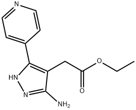 2-[3-氨基-5-(4-吡啶基)-4-吡唑基]乙酸乙酯 结构式