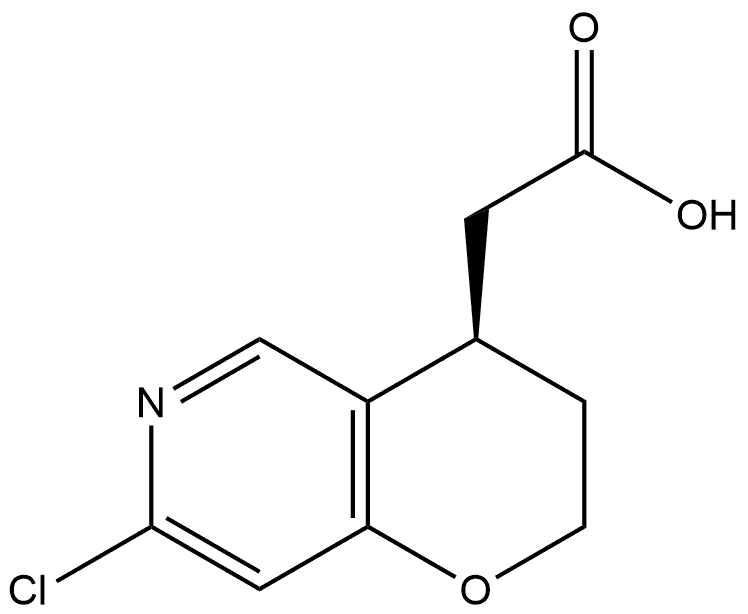 (R) -2-(7-氯-3,4-二氢-2H-吡喃[3,2-C]吡啶-4-基)乙酸 结构式