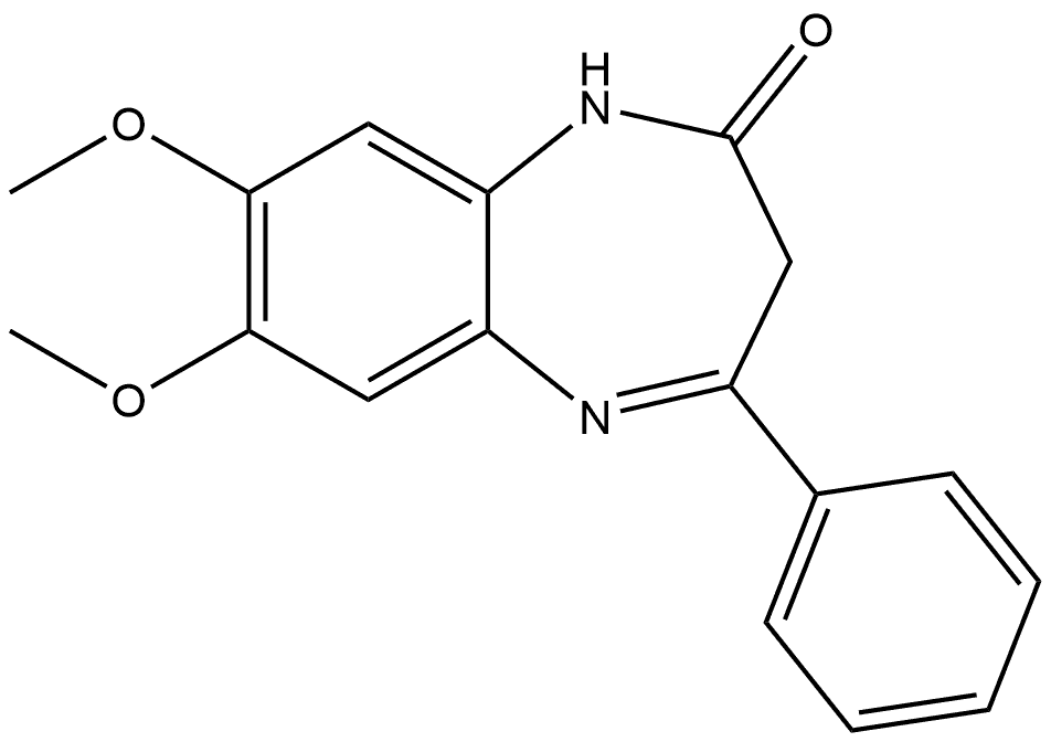 1,3-Dihydro-7,8-dimethoxy-4-phenyl-2H-1,5-benzodiazepin-2-one 结构式