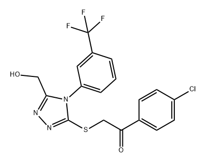 1-(4-氯苯基)-2-[[5-(羟甲基)-4-[3-(三氟甲基)苯基]-4H-1,2,4-三唑-3-基]硫]乙酮 结构式