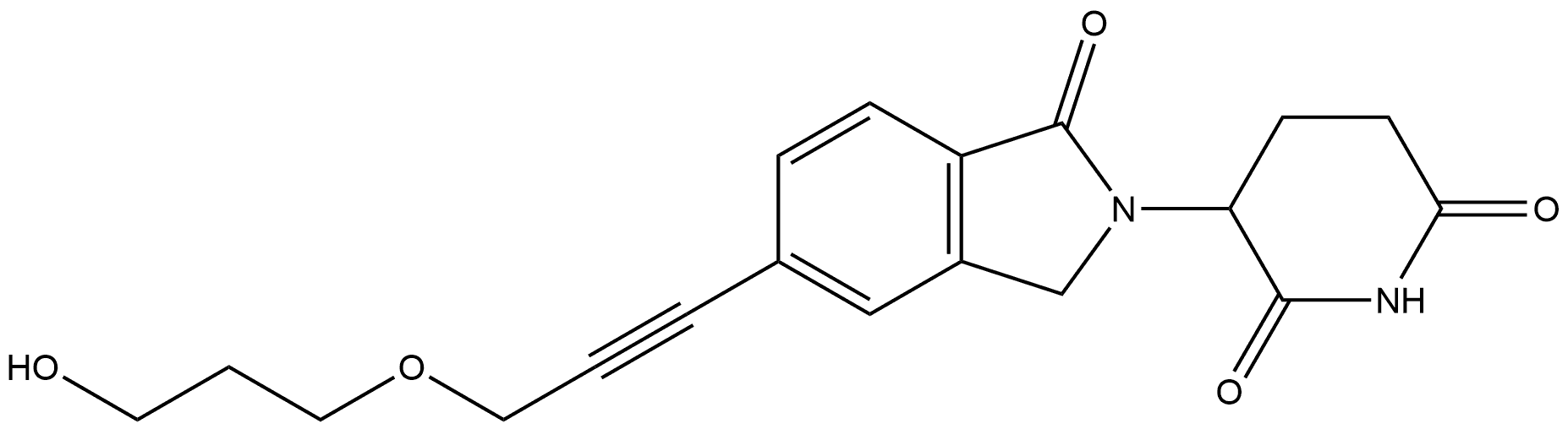 3-[1,3-Dihydro-5-[3-(3-hydroxypropoxy)-1-propyn-1-yl]-1-oxo-2H-isoindol-2-yl]-2,6-piperidinedione (ACI) 结构式