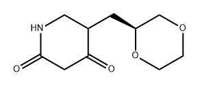 5-(((S)-1,4-二氧六环-2-基)甲基)哌啶-2,4-二酮 结构式