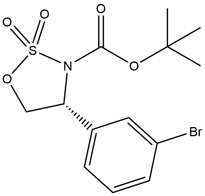 1,2,3-Oxathiazolidine-3-carboxylic acid, 4-(3-bromophenyl)-, 1,1-dimethylethyl ester, 2,2-dioxide, (4R)- 结构式