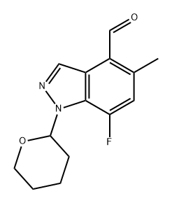 7-氟-5-甲基-1-(四氢-2H-吡喃-2-基)-1H-吲唑-4-甲醛 结构式