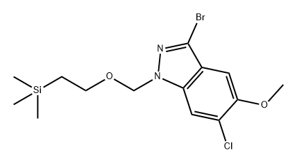 3-溴-6-氯-5-甲氧基-1-((2-(三甲基甲硅烷基)乙氧基)甲基)-1H-吲唑 结构式