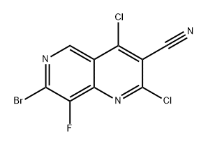 7-溴-2,4-二氯-8-氟-1,6-萘啶-3-腈 结构式