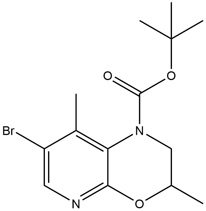 tert-butyl 7-bromo-3,8-dimethyl-2,3-dihydro-1H-pyrido[2,3-b][1,4]oxazine-1-carboxylate 结构式