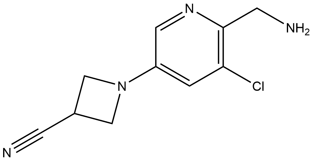 1-[6-(aminomethyl)-5-chloro-3-pyridyl]azetidine-3-carbonitrile 结构式