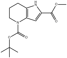 4H-Pyrrolo[3,2-b]pyridine-2,4-dicarboxylic acid, 1,5,6,7-tetrahydro-, 4-(1,1-dimethylethyl) 2-methyl ester 结构式