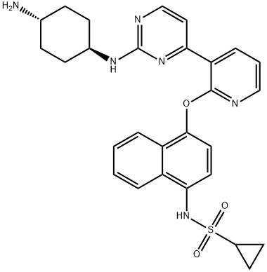 Cyclopropanesulfonamide, N-[4-[[3-[2-[(trans-4-aminocyclohexyl)amino]-4-pyrimidinyl]-2-pyridinyl]oxy]-1-naphthalenyl]- 结构式