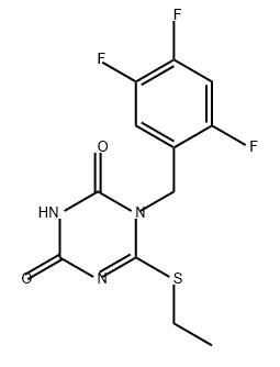 6-(乙硫基)-1-(245-三氟苄基)-13,5-三嗪-2,4(1H,3H)-二酮 结构式