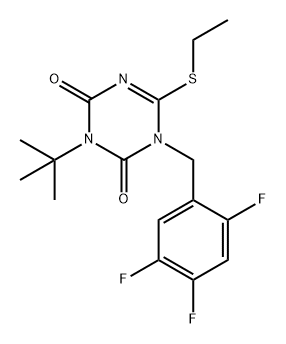3-(叔丁基)-6-(乙硫基)-1-(2,4,5-三氟苄基)-1,3,5-三嗪-2,4(1H,3H)-二酮 结构式