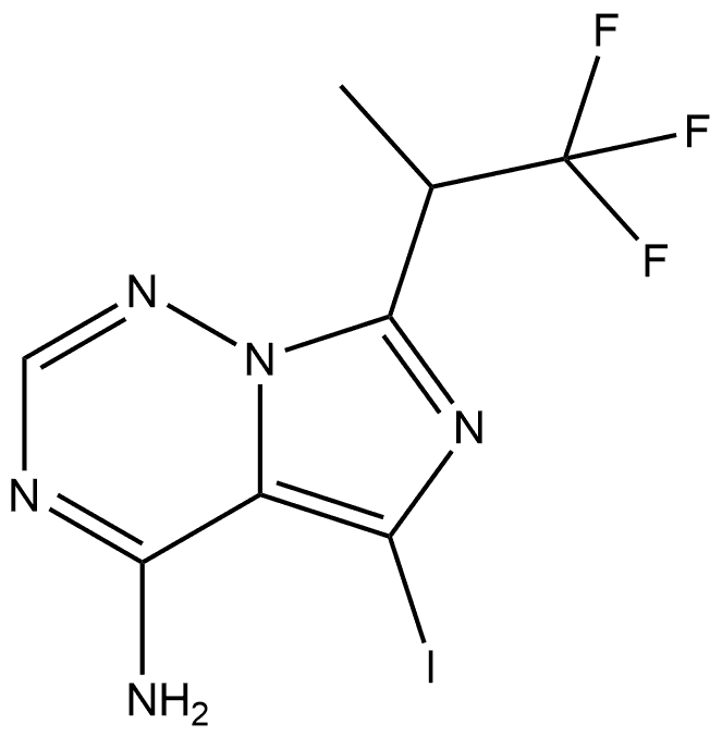 5-Iodo-7-(2,2,2-trifluoro-1-methyl-ethyl)-imidazo[5,1-f][1,2,4]triazin-4-ylamine 结构式
