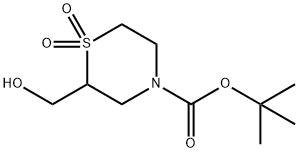 4-Thiomorpholinecarboxylic acid, 2-(hydroxymethyl)-, 1,1-dimethylethyl ester, 1,1-dioxide 结构式