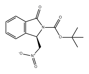 (R)-1-(硝基甲基)-3-氧代异二氢吲哚-2-羧酸叔丁酯 结构式