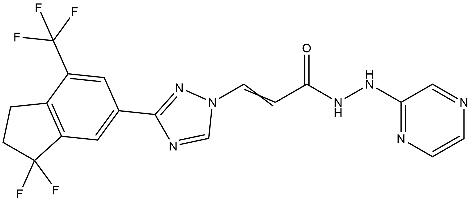 3-(3-(3,3-difluoro-7-(trifluoromethyl)-2,3-dihydro-1H-inden-5-yl)-1H-1,2,4-triazol-1-yl)-N'-(pyrazin-2-yl)acrylohydrazide 结构式