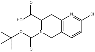 6-(叔丁氧羰基)-2-氯-5,6,7,8-四氢-1,6-萘啶-7-羧酸 结构式