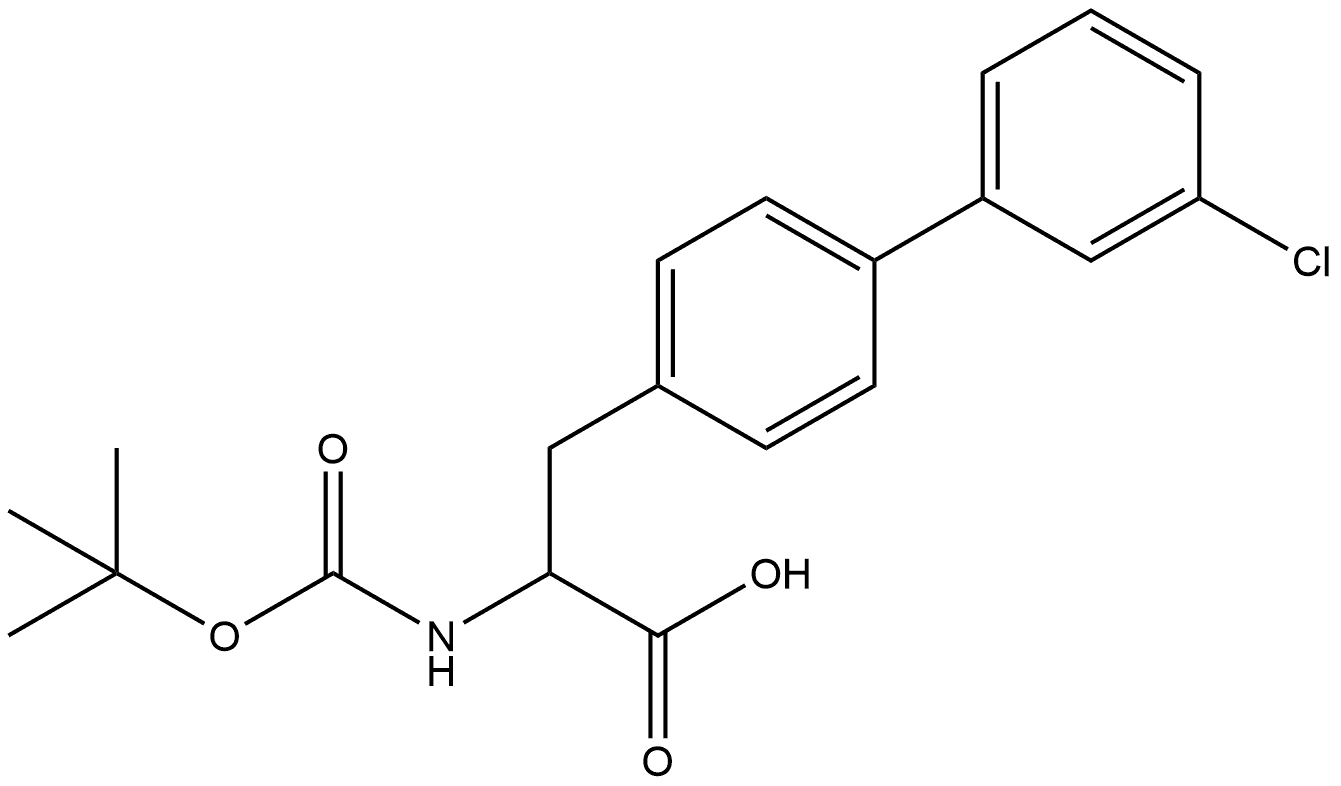 2-((tert-butoxycarbonyl)amino)-3-(3'-chloro-[1,1'-biphenyl]-4-yl)propanoic acid 结构式