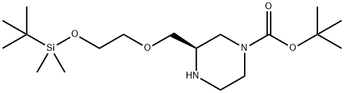 叔丁基(R)-3-((2-((叔丁基二甲基甲硅烷基)氧基)乙氧基)甲基)哌嗪-1-羧酸酯 结构式