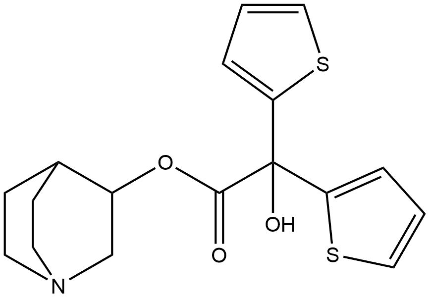 2-Thiopheneacetic acid, α-hydroxy-α-2-thienyl-, 1-azabicyclo[2.2.2]oct-3-yl ester 结构式