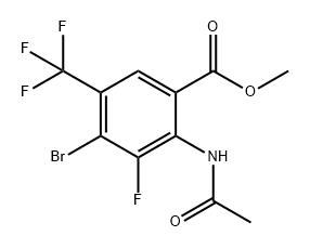 2-乙酰氨基-4-溴-3-氟-5-(三氟甲基)苯甲酸甲酯 结构式