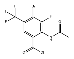 2-乙酰氨基-4-溴-3-氟-5-(三氟甲基)苯甲酸 结构式