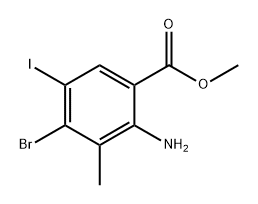 2-氨基-4-溴-5-碘-3-甲基苯甲酸甲酯 结构式