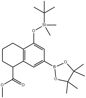 5-((叔丁基二甲基甲硅烷基)氧基)-7-(4,4,5,5-四甲基-1,3,2-二氧硼杂环戊烷-2-基)-1,2,3,4-四氢萘-1-羧酸甲酯 结构式