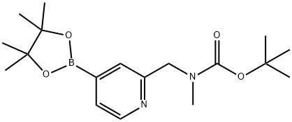 甲基叔丁基((4-(4,4,5,5-四甲基-1,3,2-二氧杂硼烷-2-基)吡啶-2-基)甲基)氨基甲酸酯 结构式