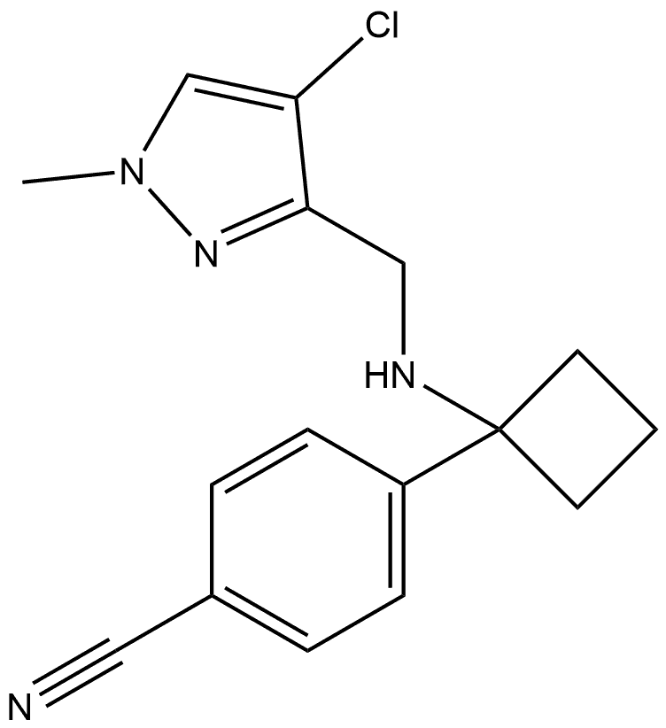 4-(1-(((4-氯-1-甲基-1H-吡唑-3-基)甲基)氨基)环丁基)苯腈 结构式