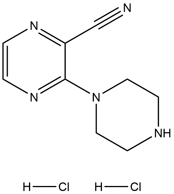 2-Pyrazinecarbonitrile, 3-(1-piperazinyl)-, hydrochloride (1:2) 结构式