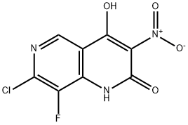 7-氯-8-氟-4-羟基-3-硝基-1,6-萘啶-2(1H)-酮 结构式