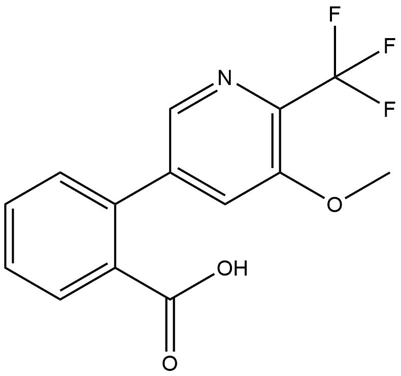 2-[5-Methoxy-6-(trifluoromethyl)-3-pyridinyl]benzoic acid 结构式