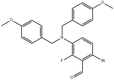 3-(双(4-甲氧基苄基)氨基)-6-溴-2-氟苯甲醛 结构式