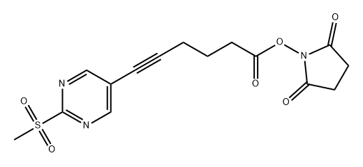 6-[2-(甲砜基)-5-嘧啶基]-5-己炔酸(2,5-二氧代-1-吡咯烷基)酯 结构式